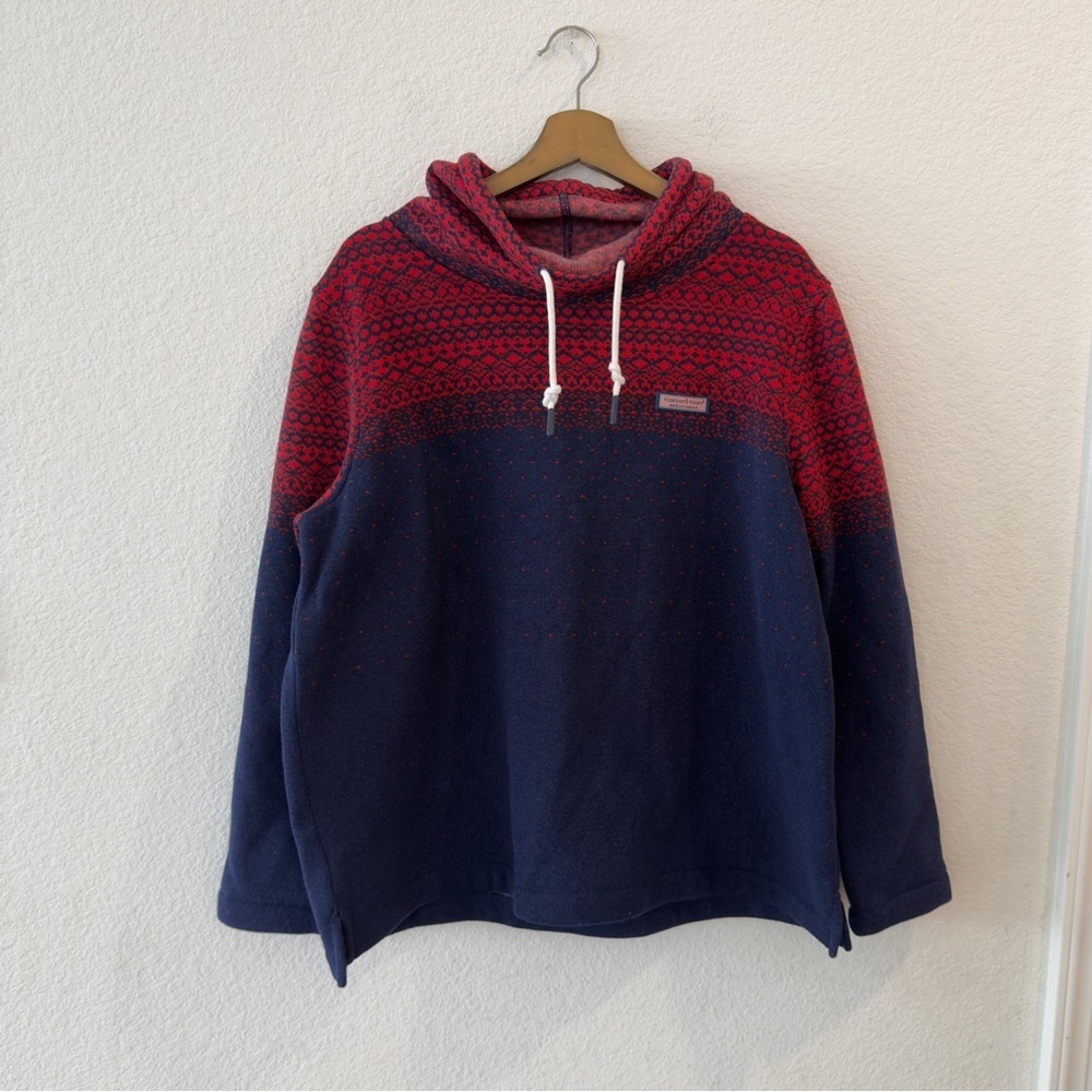 Vineyard Vines- Marthas Vineyards Cowl Neck Fleece Sweater Size XL